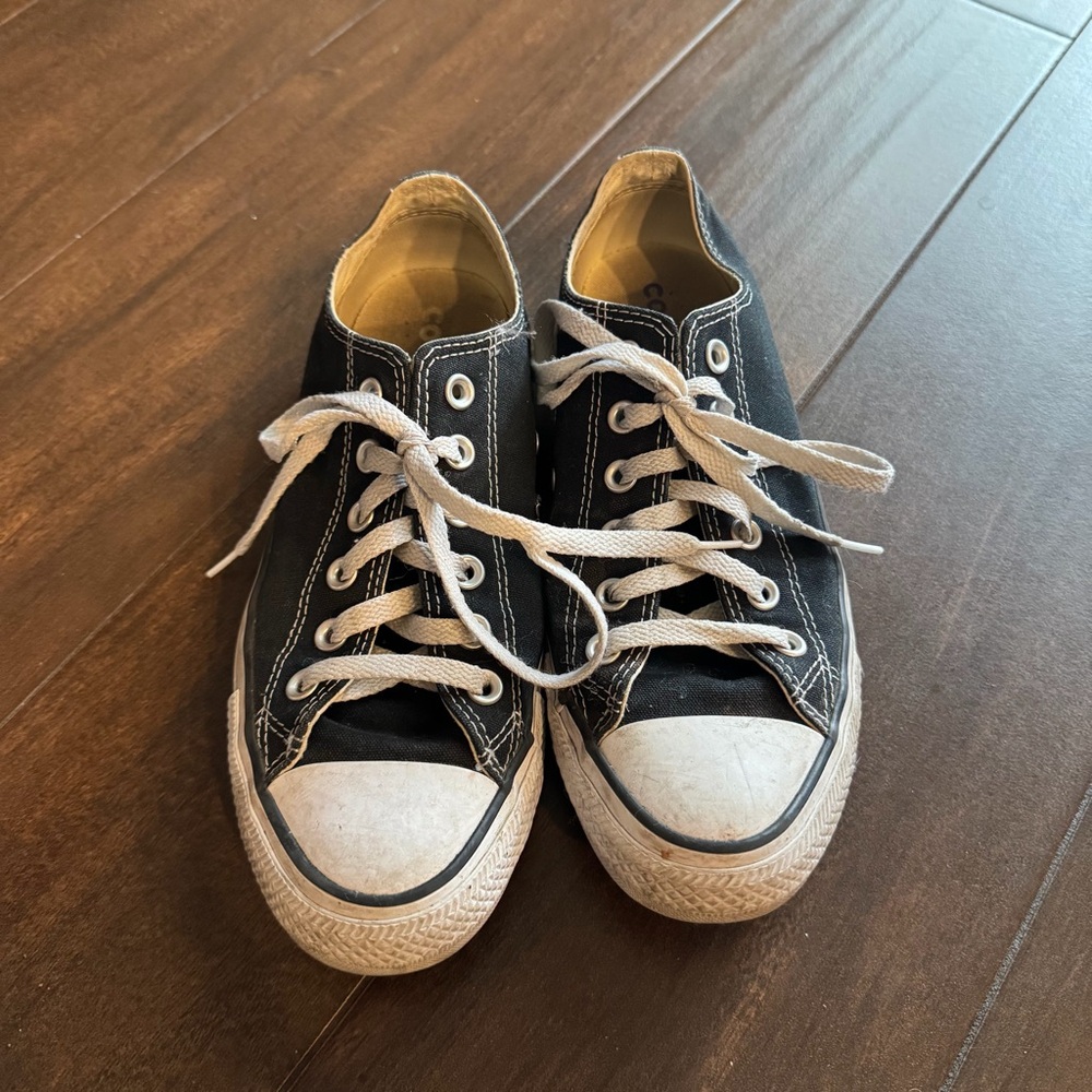 Converse Black Canvas Low Top Sneakers with White Accents